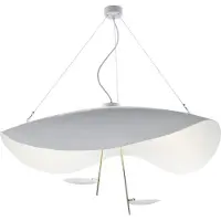 Catellani & Smith Lederam Manta S2 Suspension White|White shade | Gold rod | White varnished disc | White base