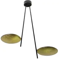 Catellani & Smith Lederam C2 Plafonnier Gold leaf disc | Black rod | Black base