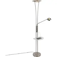 QAZQA Lampadaire en acier avec bras de lecture avec LED et port USB - Sevilla