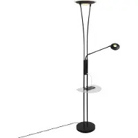 QAZQA Lampadaire noir avec bras de lecture avec LED et port USB - Sevilla
