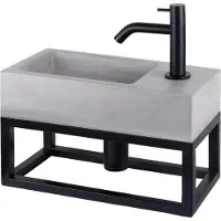 Differnz Jukon Vasque À Poser Salle de Bain avec Lavabo et Robinet - Lavabo Salle de Bain Compact avec Siphon et Porte Serviette - Petit Lavabo WC - 38,5 x 18,5 x 9 cm - Gris Noir
