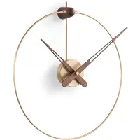 Nomon Micro Anda Horloge Murale Polished Brass|Walnut Wood