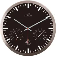 Nextime - 90513ZW - Horloge Murale avec station météo - 25cm - argent - radio