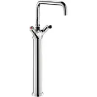 Delabie Support MBatt. Robinet à un trou. Débit de 100 l/min. Sortie pivotante. Diamètre de sortie (D) : 22. Longueur (L) : 300. Hauteur (H) : 650 mm