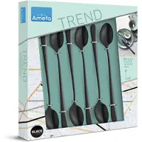 Amefa Austin 1410 cuillères à sorbet/latte macchiato, noir mat, 6 pièces