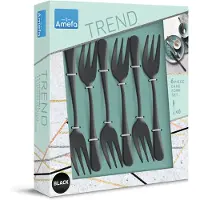 Amefa Austin 1410 fourchettes à gâteaux, noir mat, 6 pièces