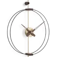 Nomon Micro Barcelona Horloge Murale Polished Brass|Walnut Wood