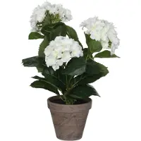 Mica Decorations Hortensia plante artificielle blanc en pot H40
