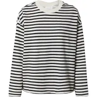 Armedangels Sweat-shirt 'FRANKAA' noir / blanc