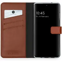 Selencia Étui portefeuille en cuir véritable Samsung Galaxy S20 FE - Marron clair