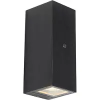 QAZQA Applique murale noire 2 lumières IP44 avec capteur crépusculaire - Baleno II