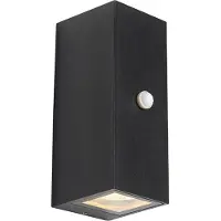QAZQA Applique murale noire 2 lumières IP44 avec détecteur de mouvement - Baleno