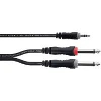Cordial 14864 Audio Y-Adapter (1x Klinkenstecker 3.5 mm - 2x Klinkenstecker 6.3, Adaptateur audio, Noir