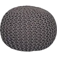 Label51 Pouf tricoté Coton L Gris foncé