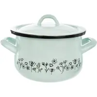 Orion Casserole émaillée FLEURS 16 cm Couvercle gaz induction