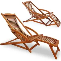 Casaria Bain de soleil (set de 2) en acacia avec coussin inclus