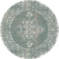 FRAAI Tapis rond vintage - Spring Ethnic Vert/Crème | Ø 240 cm | Rond | Pile courte
