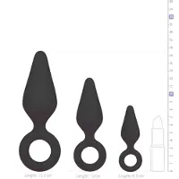 EasyToys - set de plugs anal avec anneau - 3 pièces - noir