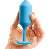 B-Vibe Snug Plug 3 - plug anal à double boule (180 g, bleu)