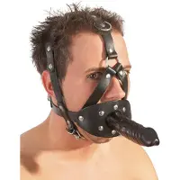 Zado - harnais cuir avec gode - noir