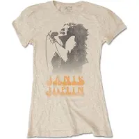Janis Joplin T-Shirt Working The Mic Femme Beige - Taille L