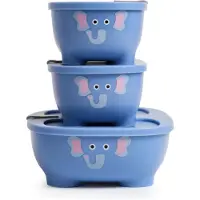 Prince Lionheart Set De 3 Lunch Box Empilables Bentomal - Bleu Eléphant - Prince Lionheart