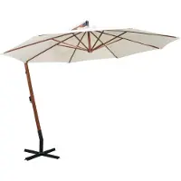 vidaXL Parapluie 350 cm Mât en bois blanc