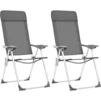 vidaXL Chaises de camping pliantes 2 pièces Gris Aluminium