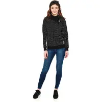 Pussy deluxe Sweat-shirt à capuche Rockabilly de - Pull À Pois Avec Col ÉCharpe - XS - XXL - pour Femme - noir - Taille L