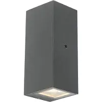 QAZQA Applique murale grise 2 lumières IP44 avec détecteur crépusculaire - Baleno
