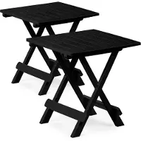 Deuba 2x Table d'appoint de jardin noire Adige 45x43x50cm