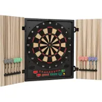 Klarfit OneConcept - Dartmaster 180, jeu de fléchettes électronique, tableau de fléchettes pouvant accueillir jusqu'à 8 joueurs, adversaire virtuel, affichage LED, 12 fléchettes, couleur beige