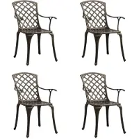 vidaXL Chaises de jardin 4 pcs. Fonte d'aluminium Bronzes
