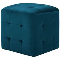 vidaXL 2 pcs Poufs Bleu 30 x 30 x 30 cm Tissu velours