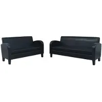 vidaXL Ensemble de canapés 2 pcs cuir synthétique noir