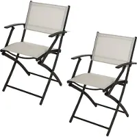 Pro Garden Chaise pliante Pro Garden / fauteuil pliant / chaise de jardin / chaise de camping - avec accoudoir - 54X56X83.5cm - blanc - 2 PIÈCES