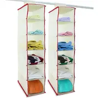 Deuba 2x Etagères de rangement beige/rouge armoire suspendue