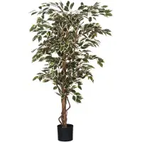 Mica Decorations Ficus plante artificielle vert panaché en pot H135