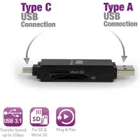 Ewent EW1075 - Lecteur de carte (microSD, microSDHC, microSDXC, SD, SDHC, SDXC, TransFlash) - USB 3.1 Gen 1 / USB-C