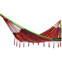 Detex Hamac à franges rouge 210x150cm sac de transport inclus