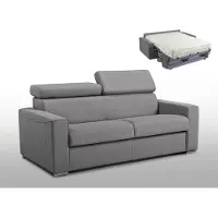 Vente-unique Canapé 3 Places Convertible Express En Tissu Vizir - Gris - Couchage 140 Cm - Matelas 18 Cm