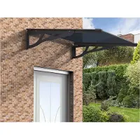 Vente-unique Auvent De Porte En Aluminium 120 X 90 Cm Incliné Noir Kepler