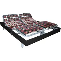 DREAMEA Sommier Électrique De Relaxation 2x65 Plots Déco Bois Noir De Dreamea - 2 X 80 X 200 Cm - Moteurs Okin