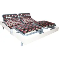 Vente-unique Sommier Électrique De Relaxation 2x78 Plots Déco Bois Blanc De Dreamea - 2 X 90 X 200 Cm - Moteurs Okin