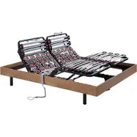 Vente-unique Sommier Électrique De Relaxation Lattes Et 2x25 Plots Déco Bois Chêne Naturel De Dreamea - 2 X 80 X 200 Cm - Moteurs Okin