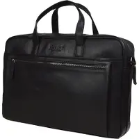 Dstrct Leren Business Laptoptas - 17 inch laptopvak met rits - Zwart - Luxe volnerfleder (17"), Sac pour notebook, Noir