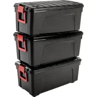 Iris Lot de 3 boîtes de rangement DIY - Tout ranger - 75 l - Noir et rouge - 78 x 39,5 x 35 cm