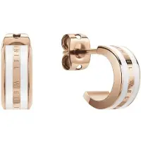Daniel Wellington Boucles d'oreilles Emalie or rose blanc, (Acier inoxydable, Émail)