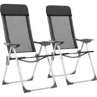 vidaXL Chaises de camping pliantes, lot de 2, en aluminium noir