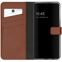 Selencia Étui portefeuille en cuir véritable pour Samsung Galaxy S21 Plus - Marron clair